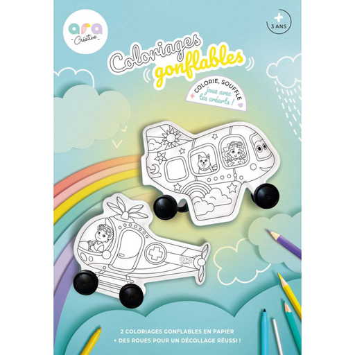 Coloriages Gonflables - Avion et Hélico (avec roues) par Ara Creative - Coloriages | Jourès