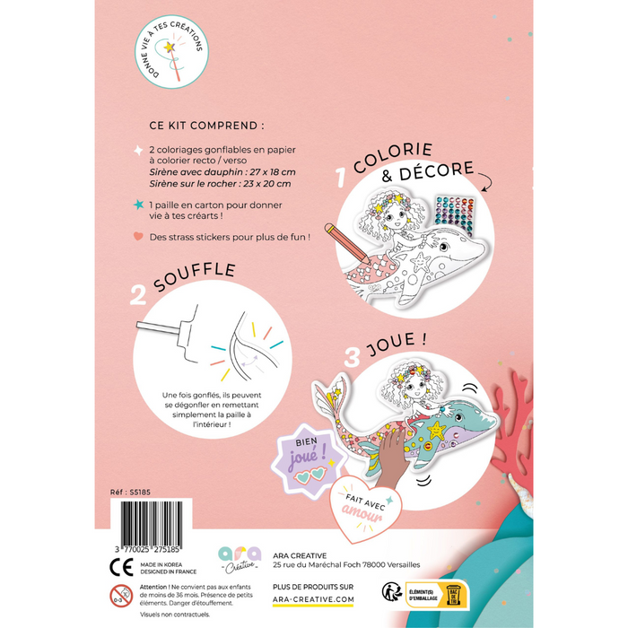 Coloriages Gonflables - Sirènes par Ara Creative - 3 à 6 ans | Jourès