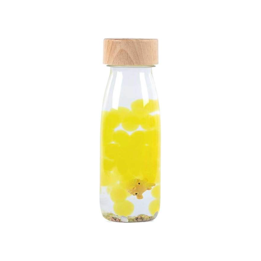 Bouteille sensorielle Float jaune - Petit Boum - Pingouin à Roulettes