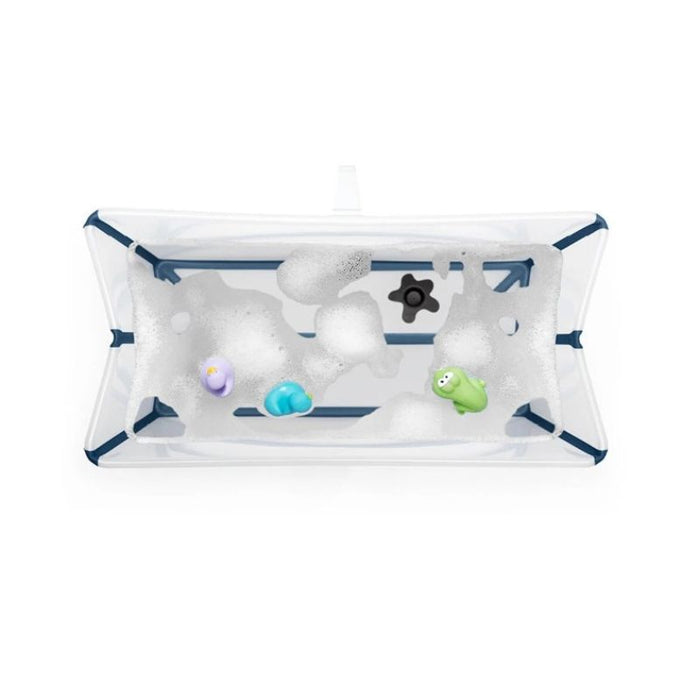 Baignoire pliable Bundle avec support nouveau-né - Transparent/bleu par Stokke - Baignoires, pots et accessoires | Jourès