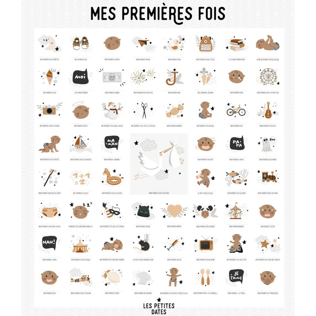 Poster et Tampon Mes Premières Fois - Bébé Peau Foncée par Les Petites  Dates 