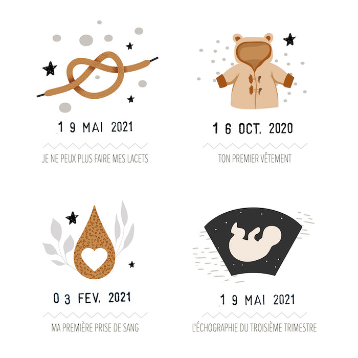 Affiche Mes Premières Fois à Tamponner - Bébé peau foncée par Les Petites  Dates