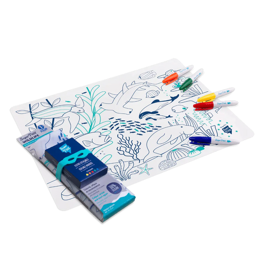 Set de table en silicone à colorier - Wildlife Corail par Super Petit - 3 à 6 ans | Jourès