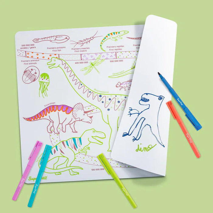 Set de table en silicone à colorier réversible - Ère des dinosaures par Super Petit - Eveil & Jeux | Jourès