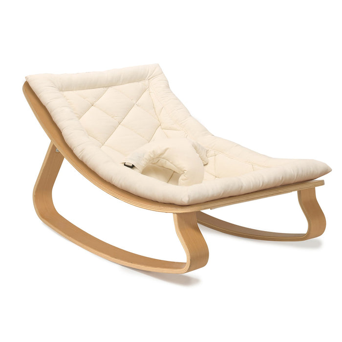 Transat LEVO en bois de hêtre - Coussin Blanc cassé par Charlie Crane - Cadeaux de naissance | Jourès