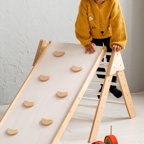 Triangle d'escalade en bois pour enfants - Blanc